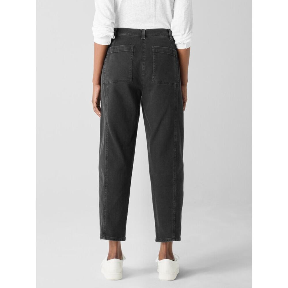 Eileen Fisher Lantern Cotton Stretch Denim High Rise Black Utility Jeans 6